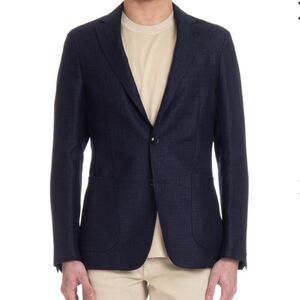 Ermenegildo Zegna Trofeo Tweed 2 Botton Jacket / Blazer Navy Blue Made In Italy